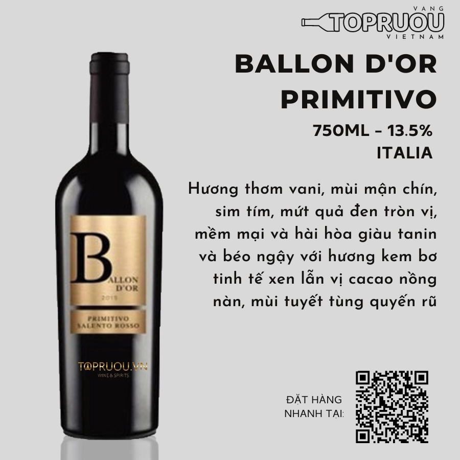 VANG BALLON D’OR PRIMITIVO 750ML – ITALIA – 13,5%