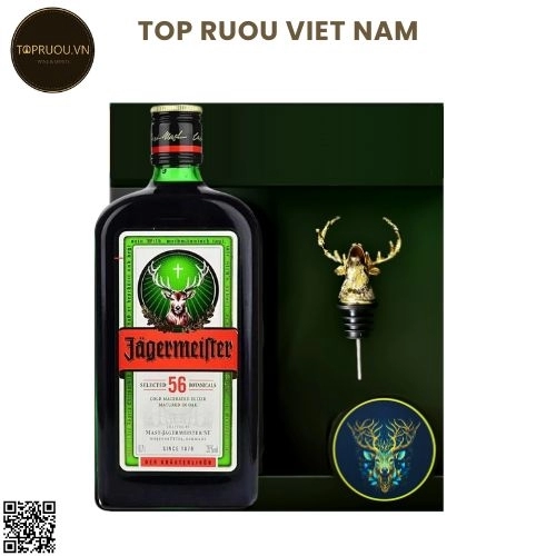 Jagermeister + Hộp  (Kèm Đầu Hươu Inox Xịn)  700ml – 35% – Đức