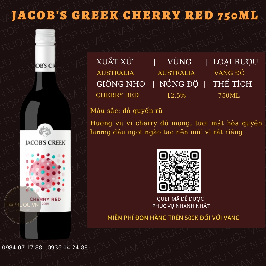 JACOB’S GREEK CHERRY RED 750ML – AUSTRALIA – 12.5%