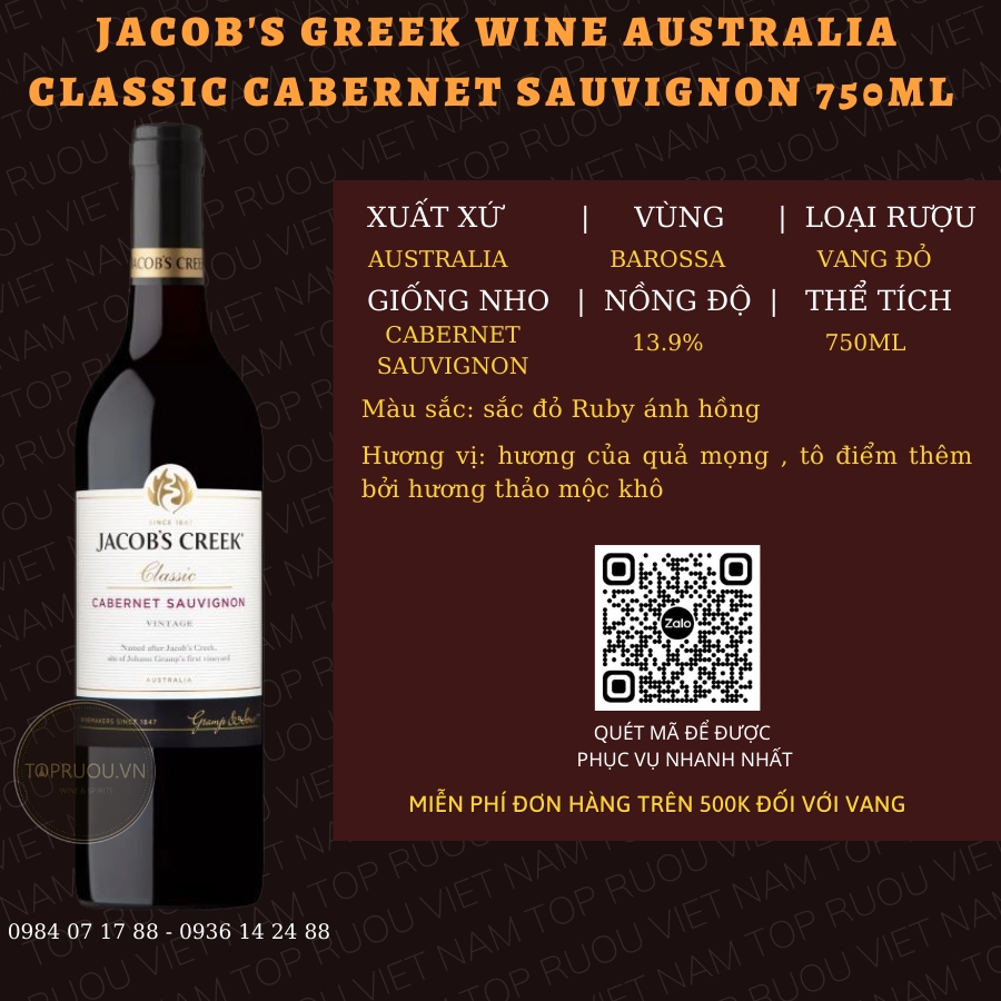 JACOB’S GREEK AUSTRALIA CLASSIC 750ML – AUSTRALIA – 13.9%