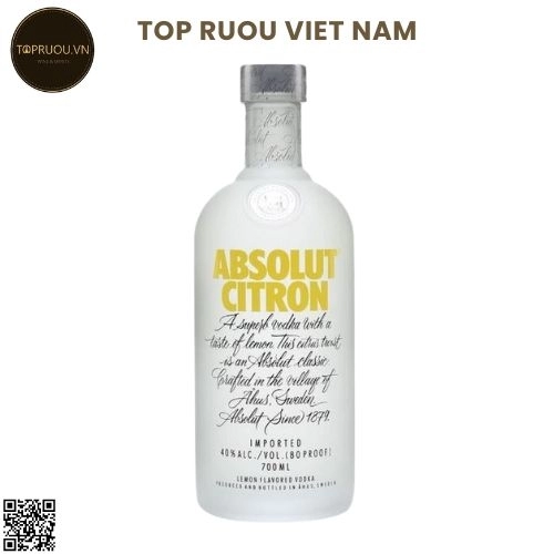 Vodka Absolut Citron (Chanh) – 750ml – 40% – Thụy Điển