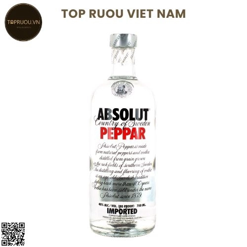 Vodka Absolut Peppar (Ớt) – 750ml – 40% – Thụy Điển